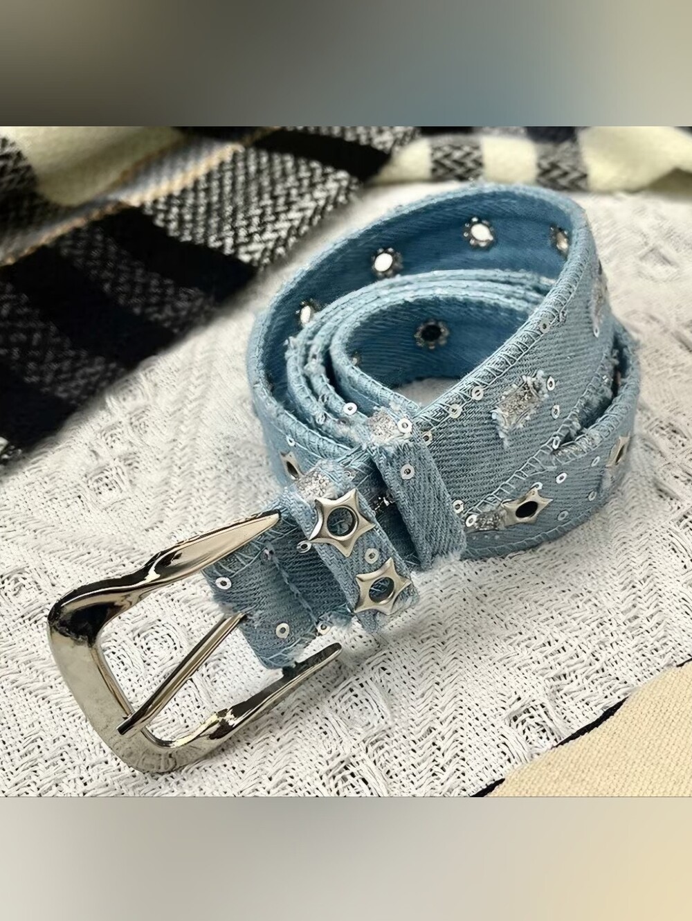 Women's Light Blue Denim Belt
